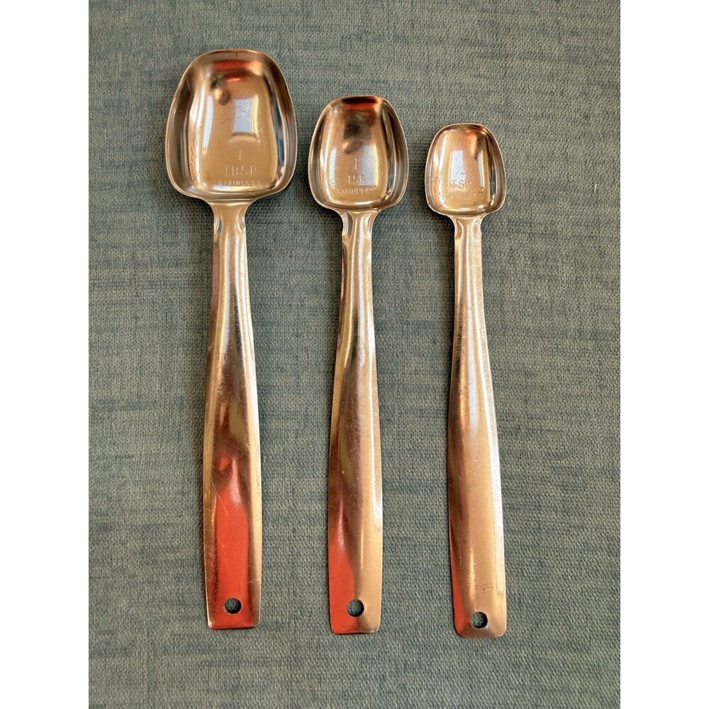 3 VTG Long Handle Measuring Spoons TBSP TSP 1/2TSP Stainless Nesting